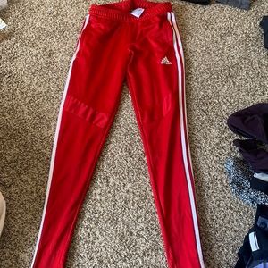 Red adidas sweats, xs